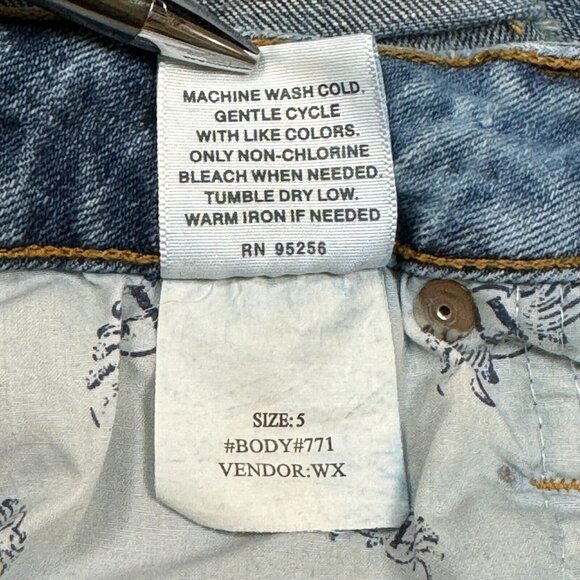 Hint Jeans Womens Blue Denim Skirt Distressed Studded Pockets Medium Wash Size 5 - Picture 12 of 12